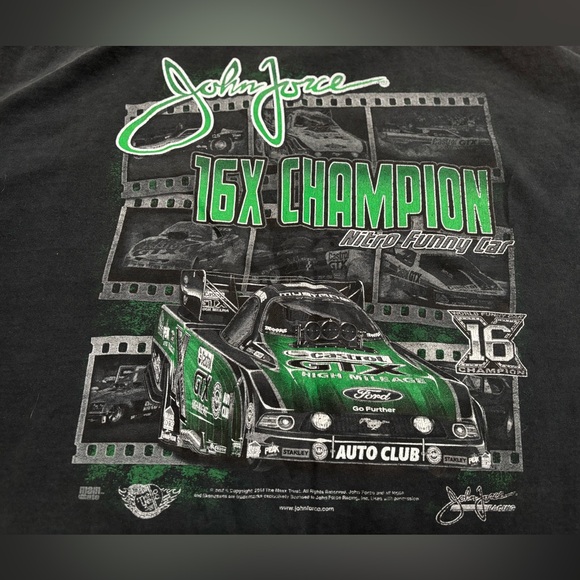 2014 John Force 16X Champion Nitro Funny Car Front Pocket Tee w/Signature (2XL) - Picture 7 of 10
